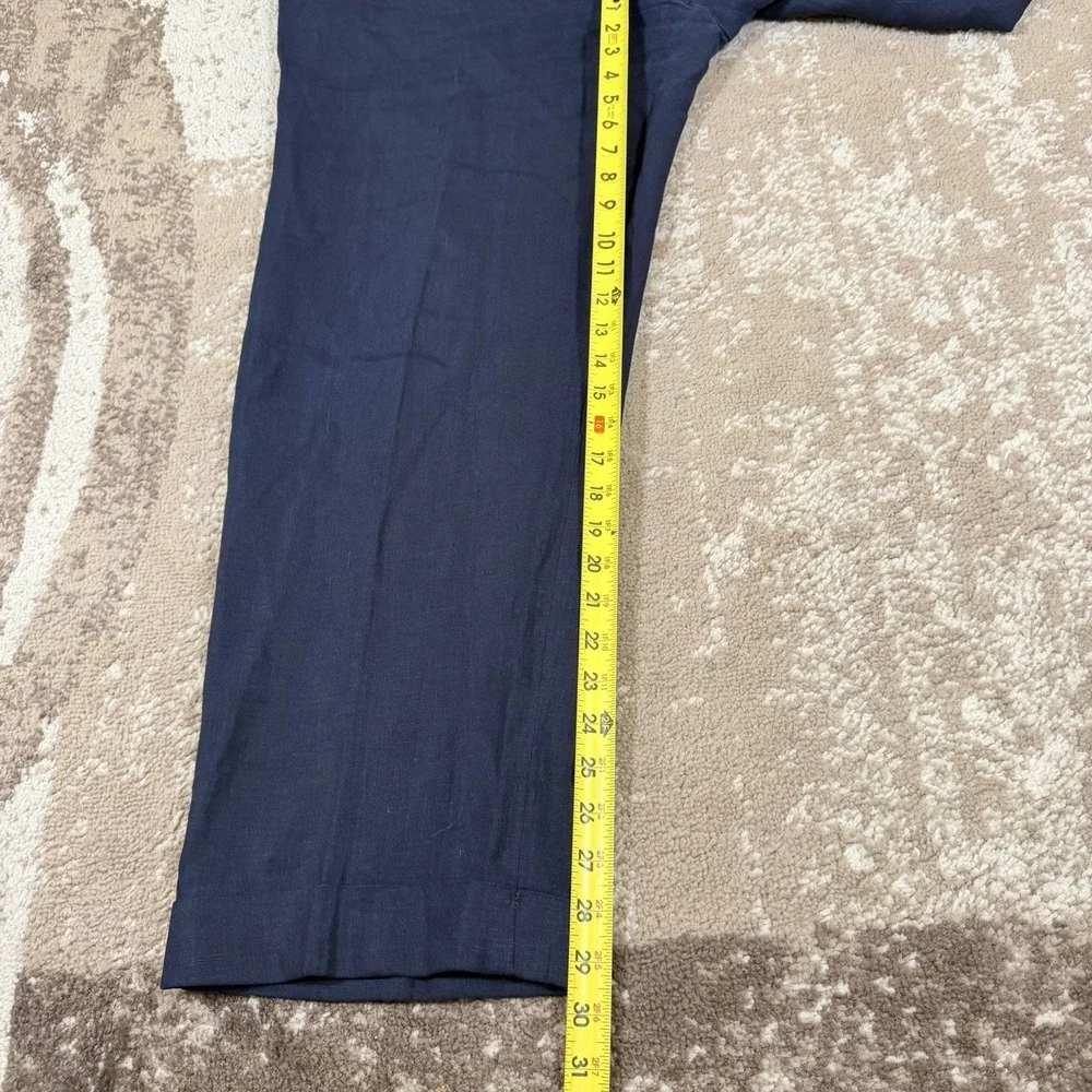 VTG Polo Ralph Lauren Pants Men's 36x30 Blue Pleated 100% Linen Dress Cuffed